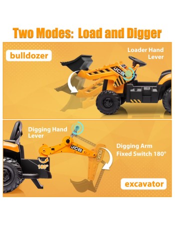 Ηλεκτροκίνητη παιδική μπουλντόζα - εκσκαφέας Licensed JCB 12V ηλικίας 3-7 ετών
