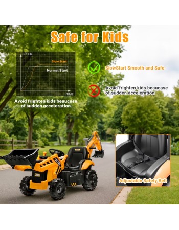 Ηλεκτροκίνητη παιδική μπουλντόζα - εκσκαφέας Licensed JCB 12V ηλικίας 3-7 ετών