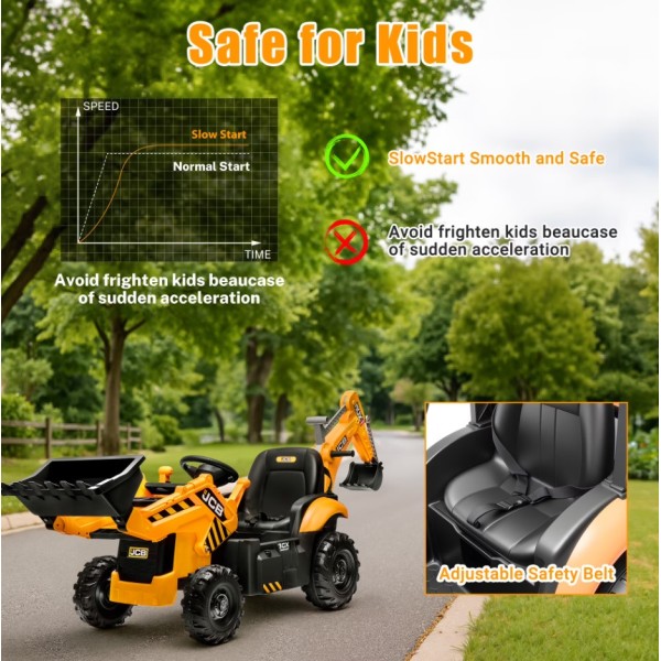 Ηλεκτροκίνητη παιδική μπουλντόζα - εκσκαφέας Licensed JCB 12V ηλικίας 3-7 ετών