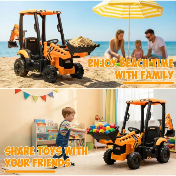Ηλεκτροκίνητη παιδική μπουλντόζα - εκσκαφέας με καμπίνα Licensed JCB 12V ηλικίας 3-7 ετών