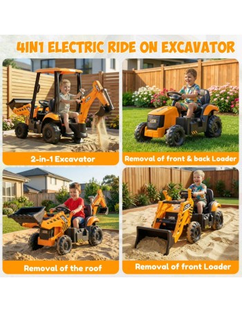 Ηλεκτροκίνητη παιδική μπουλντόζα - εκσκαφέας με καμπίνα Licensed JCB 12V ηλικίας 3-7 ετών