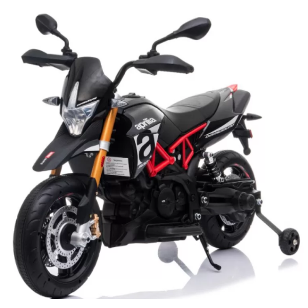 Ηλεκτροκίνητη παιδική μηχανή Licensed Aprilia Dorsoduro 900 12V σε Μαύρο - Λευκό Χρώμα 