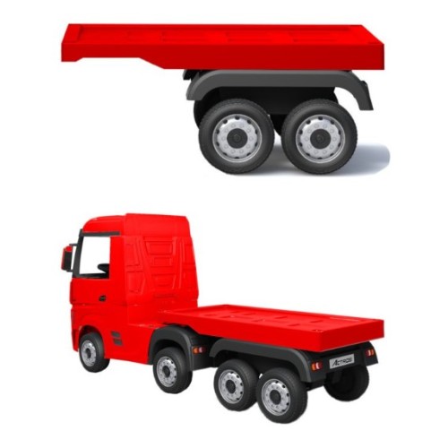 Τρέιλερ για ηλεκτροκίνητο παιδικό φορτηγό Scania και Marcedes σε κόκκινο