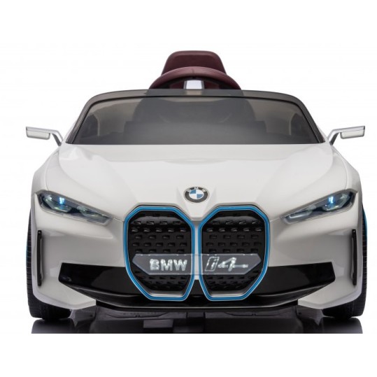 Ηλεκτροκίνητο παιδικό αυτοκίνητο Licensed BMW I4 12V με δερμάτινα καθίσματα και ελαστικά αυτοκινήτου λευκό