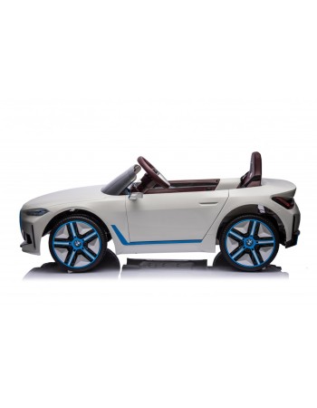 Ηλεκτροκίνητο παιδικό αυτοκίνητο Licensed BMW I4 12V με δερμάτινα καθίσματα και ελαστικά αυτοκινήτου λευκό