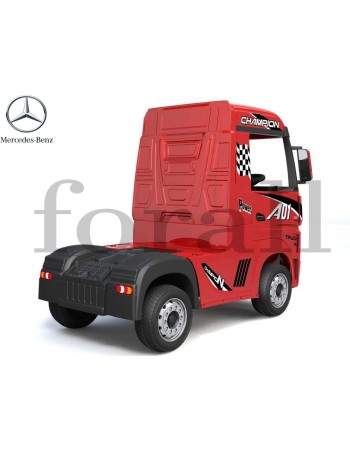 Ηλεκτροκίνητο Παιδικό Φορτηγό με τρέιλερ Mercedes Benz Actros Licensed 12V με Δερμάτινο Κάθισμα και Λάστιχα Τύπου Αυτοκινήτου Κόκκινο