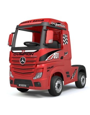 Ηλεκτροκίνητο Παιδικό Φορτηγό Mercedes Benz Actros Licensed 12V με Δερμάτινο Κάθισμα και Λάστιχα Τύπου Αυτοκινήτου Κόκκινο