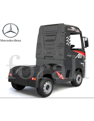 Ηλεκτροκίνητο Παιδικό Φορτηγό Mercedes Benz Actros Licensed 12V με Δερμάτινο Κάθισμα και Λάστιχα Τύπου Αυτοκινήτου μαύρο