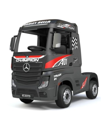 Ηλεκτροκίνητο Παιδικό Φορτηγό Mercedes Benz Actros Licensed 12V με Δερμάτινο Κάθισμα και Λάστιχα Τύπου Αυτοκινήτου μαύρο