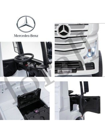 Ηλεκτροκίνητο Παιδικό Φορτηγό Mercedes Benz Actros Licensed 12V με Δερμάτινο Κάθισμα και Λάστιχα Τύπου Αυτοκινήτου Λευκό 