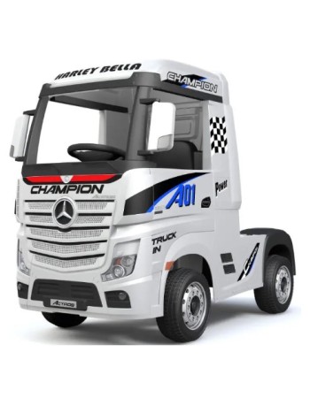 Ηλεκτροκίνητο Παιδικό Φορτηγό Mercedes Benz Actros Licensed 12V με Δερμάτινο Κάθισμα και Λάστιχα Τύπου Αυτοκινήτου Λευκό 