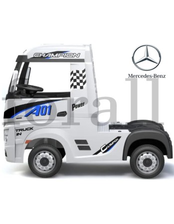 Ηλεκτροκίνητο Παιδικό Φορτηγό Mercedes Benz Actros Licensed 12V με Δερμάτινο Κάθισμα και Λάστιχα Τύπου Αυτοκινήτου Λευκό 