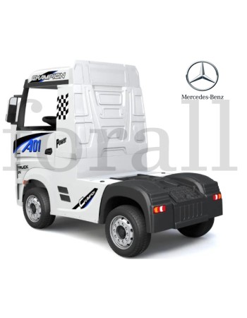 Ηλεκτροκίνητο Παιδικό Φορτηγό Mercedes Benz Actros Licensed 12V με Δερμάτινο Κάθισμα και Λάστιχα Τύπου Αυτοκινήτου Λευκό 