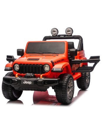 Ηλεκτροκίνητο Παιδικό Αυτοκίνητο Licensed Wrangler Rubicon Διθέσιο 24v πορτοκαλί με δερμάτινα καθίσματα και ελαστικά τύπου αυτοκινήτου