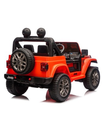 Ηλεκτροκίνητο Παιδικό Αυτοκίνητο Licensed Wrangler Rubicon Διθέσιο 24v πορτοκαλί με δερμάτινα καθίσματα και ελαστικά τύπου αυτοκινήτου