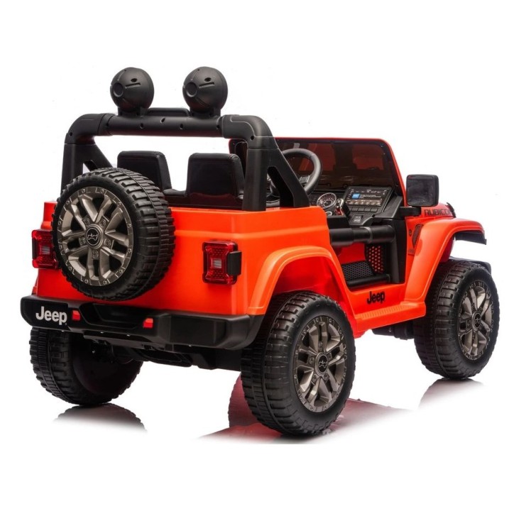 Ηλεκτροκίνητο Παιδικό Αυτοκίνητο Licensed Wrangler Rubicon Διθέσιο 24v πορτοκαλί με δερμάτινα καθίσματα και ελαστικά τύπου αυτοκινήτου
