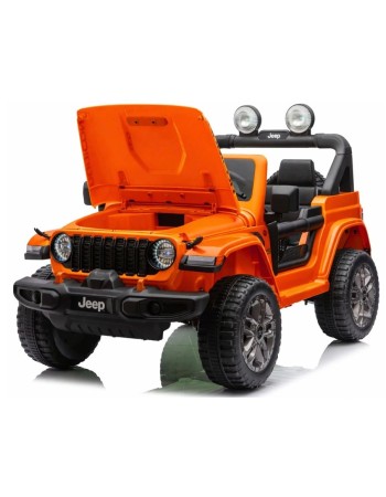 Ηλεκτροκίνητο Παιδικό Αυτοκίνητο Licensed Wrangler Rubicon Διθέσιο 24v πορτοκαλί με δερμάτινα καθίσματα και ελαστικά τύπου αυτοκινήτου
