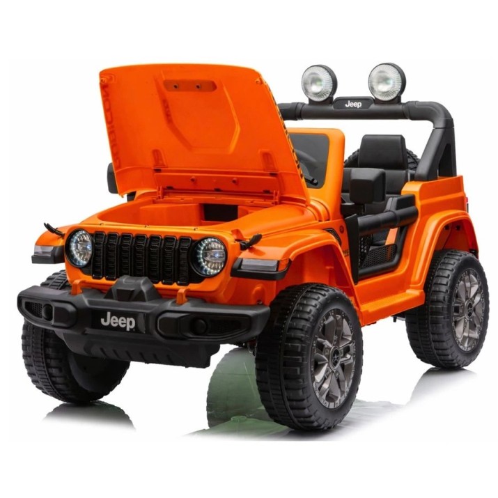 Ηλεκτροκίνητο Παιδικό Αυτοκίνητο Licensed Wrangler Rubicon Διθέσιο 24v πορτοκαλί με δερμάτινα καθίσματα και ελαστικά τύπου αυτοκινήτου