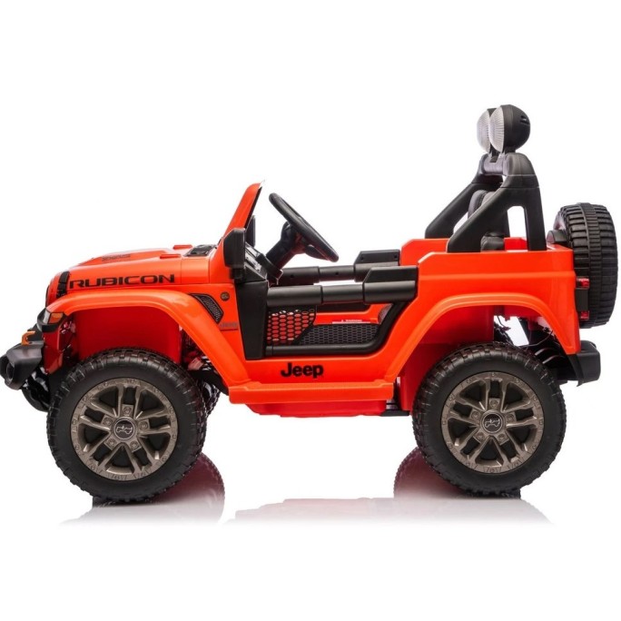 Ηλεκτροκίνητο Παιδικό Αυτοκίνητο Licensed Wrangler Rubicon Διθέσιο 24v πορτοκαλί με δερμάτινα καθίσματα και ελαστικά τύπου αυτοκινήτου