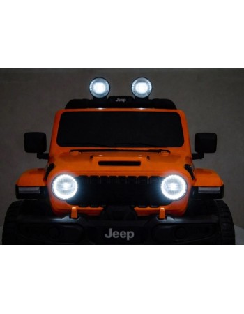 Ηλεκτροκίνητο Παιδικό Αυτοκίνητο Licensed Wrangler Rubicon Διθέσιο 24v πορτοκαλί με δερμάτινα καθίσματα και ελαστικά τύπου αυτοκινήτου