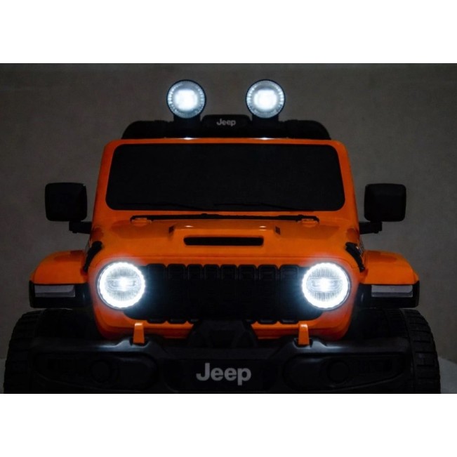 Ηλεκτροκίνητο Παιδικό Αυτοκίνητο Licensed Wrangler Rubicon Διθέσιο 24v πορτοκαλί με δερμάτινα καθίσματα και ελαστικά τύπου αυτοκινήτου