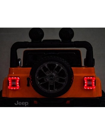 Ηλεκτροκίνητο Παιδικό Αυτοκίνητο Licensed Wrangler Rubicon Διθέσιο 24v πορτοκαλί με δερμάτινα καθίσματα και ελαστικά τύπου αυτοκινήτου