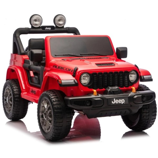 Ηλεκτροκίνητο Παιδικό Αυτοκίνητο Licensed Wrangler Rubicon Διθέσιο 24v κόκκινο με δερμάτινα καθίσματα και ελαστικά τύπου αυτοκινήτου
