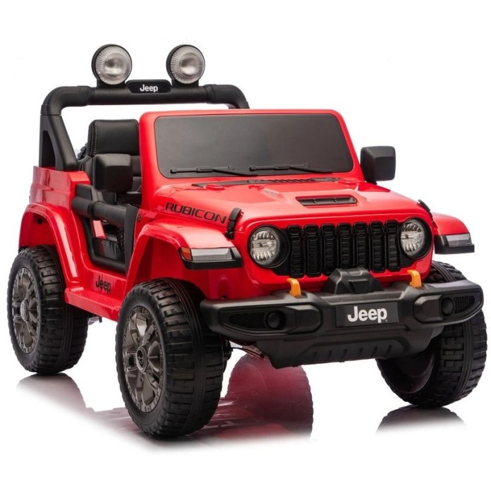 Ηλεκτροκίνητο Παιδικό Αυτοκίνητο Licensed Wrangler Rubicon Διθέσιο 24v κόκκινο με δερμάτινα καθίσματα και ελαστικά τύπου αυτοκινήτου