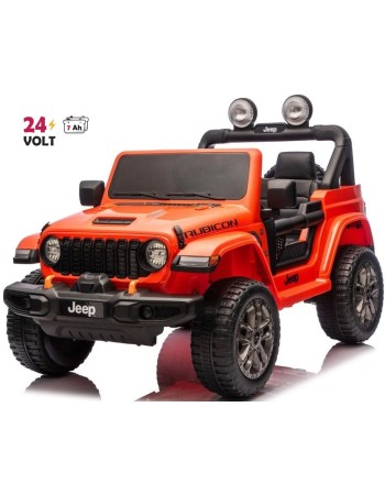 Ηλεκτροκίνητο Παιδικό Αυτοκίνητο Licensed Wrangler Rubicon Διθέσιο 24v πορτοκαλί με δερμάτινα καθίσματα και ελαστικά τύπου αυτοκινήτου