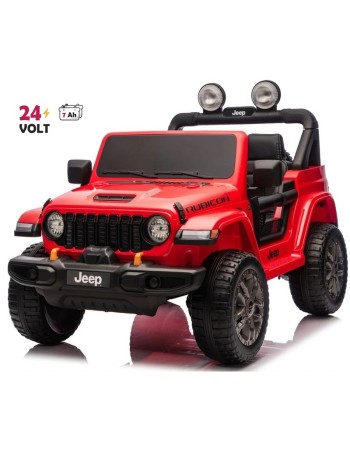 Ηλεκτροκίνητο Παιδικό Αυτοκίνητο Licensed Wrangler Rubicon Διθέσιο 24v κόκκινο με δερμάτινα καθίσματα και ελαστικά τύπου αυτοκινήτου