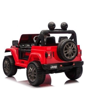 Ηλεκτροκίνητο Παιδικό Αυτοκίνητο Licensed Wrangler Rubicon Διθέσιο 24v κόκκινο με δερμάτινα καθίσματα και ελαστικά τύπου αυτοκινήτου