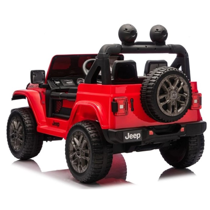 Ηλεκτροκίνητο Παιδικό Αυτοκίνητο Licensed Wrangler Rubicon Διθέσιο 24v κόκκινο με δερμάτινα καθίσματα και ελαστικά τύπου αυτοκινήτου
