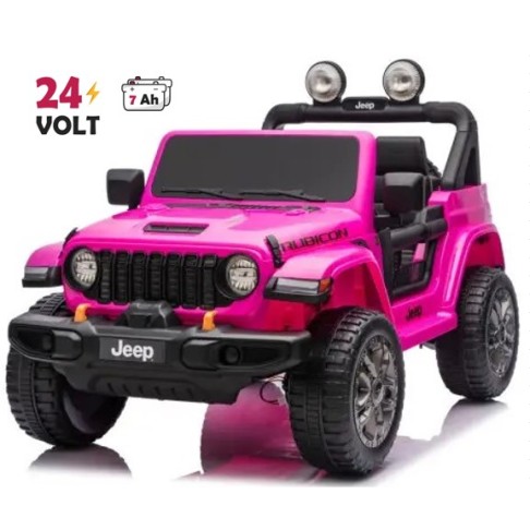 Ηλεκτροκίνητο Παιδικό Αυτοκίνητο Licensed Wrangler Rubicon Διθέσιο 24v ροζ με δερμάτινα καθίσματα και ελαστικά τύπου αυτοκινήτου