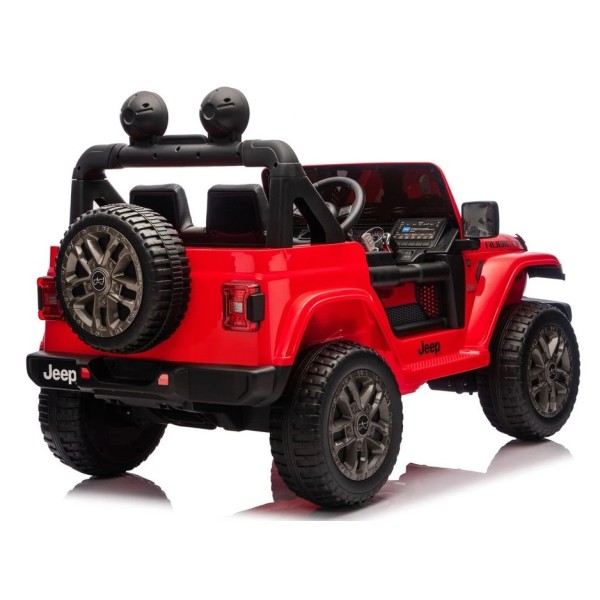 Ηλεκτροκίνητο Παιδικό Αυτοκίνητο Licensed Wrangler Rubicon Διθέσιο 24v κόκκινο με δερμάτινα καθίσματα και ελαστικά τύπου αυτοκινήτου