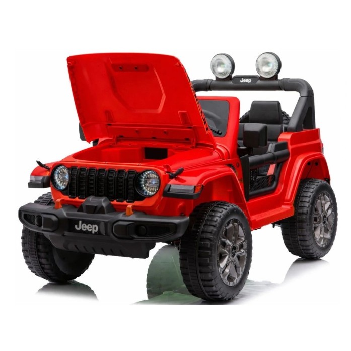Ηλεκτροκίνητο Παιδικό Αυτοκίνητο Licensed Wrangler Rubicon Διθέσιο 24v κόκκινο με δερμάτινα καθίσματα και ελαστικά τύπου αυτοκινήτου