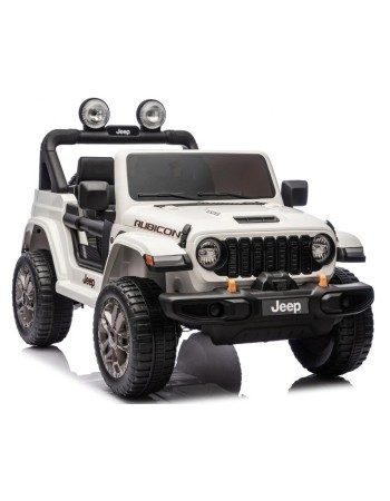 Ηλεκτροκίνητο Παιδικό Αυτοκίνητο Licensed Wrangler Rubicon Διθέσιο 24v λευκό με δερμάτινα καθίσματα και ελαστικά τύπου αυτοκινήτου
