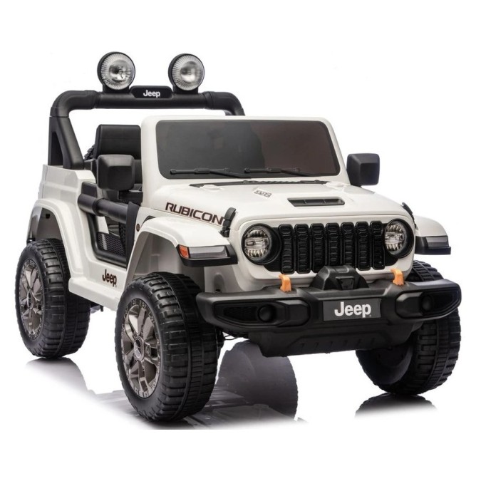 Ηλεκτροκίνητο Παιδικό Αυτοκίνητο Licensed Wrangler Rubicon Διθέσιο 24v λευκό με δερμάτινα καθίσματα και ελαστικά τύπου αυτοκινήτου