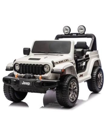 Ηλεκτροκίνητο Παιδικό Αυτοκίνητο Licensed Wrangler Rubicon Διθέσιο 24v λευκό με δερμάτινα καθίσματα και ελαστικά τύπου αυτοκινήτου