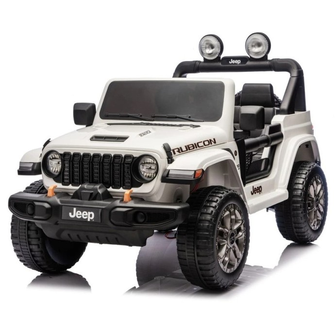 Ηλεκτροκίνητο Παιδικό Αυτοκίνητο Licensed Wrangler Rubicon Διθέσιο 24v λευκό με δερμάτινα καθίσματα και ελαστικά τύπου αυτοκινήτου