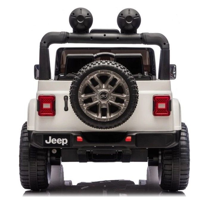 Ηλεκτροκίνητο Παιδικό Αυτοκίνητο Licensed Wrangler Rubicon Διθέσιο 24v λευκό με δερμάτινα καθίσματα και ελαστικά τύπου αυτοκινήτου