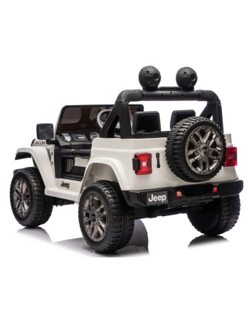 Ηλεκτροκίνητο Παιδικό Αυτοκίνητο Licensed Wrangler Rubicon Διθέσιο 24v λευκό με δερμάτινα καθίσματα και ελαστικά τύπου αυτοκινήτου