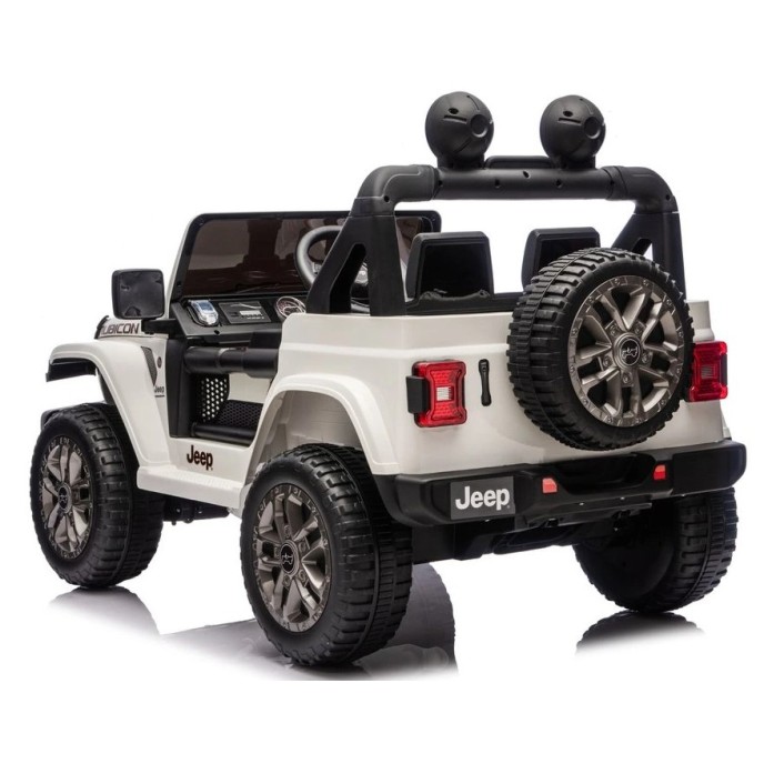 Ηλεκτροκίνητο Παιδικό Αυτοκίνητο Licensed Wrangler Rubicon Διθέσιο 24v λευκό με δερμάτινα καθίσματα και ελαστικά τύπου αυτοκινήτου