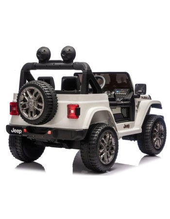 Ηλεκτροκίνητο Παιδικό Αυτοκίνητο Licensed Wrangler Rubicon Διθέσιο 24v λευκό με δερμάτινα καθίσματα και ελαστικά τύπου αυτοκινήτου