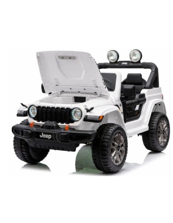 Ηλεκτροκίνητο Παιδικό Αυτοκίνητο Licensed Wrangler Rubicon Διθέσιο 24v λευκό με δερμάτινα καθίσματα και ελαστικά τύπου αυτοκινήτου