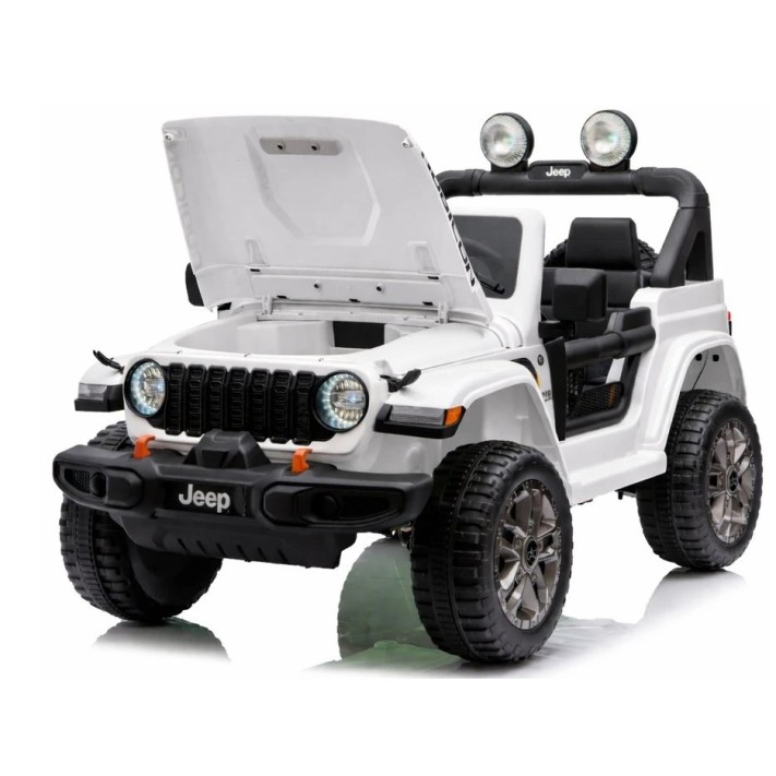 Ηλεκτροκίνητο Παιδικό Αυτοκίνητο Licensed Wrangler Rubicon Διθέσιο 24v λευκό με δερμάτινα καθίσματα και ελαστικά τύπου αυτοκινήτου