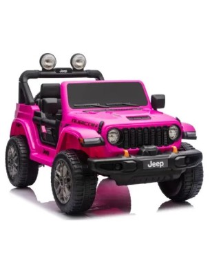 Ηλεκτροκίνητο Παιδικό Αυτοκίνητο Licensed Wrangler Rubicon Διθέσιο 24v ροζ με δερμάτινα καθίσματα και ελαστικά τύπου αυτοκινήτου