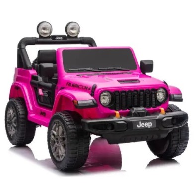 Ηλεκτροκίνητο Παιδικό Αυτοκίνητο Licensed Wrangler Rubicon Διθέσιο 24v ροζ με δερμάτινα καθίσματα και ελαστικά τύπου αυτοκινήτου