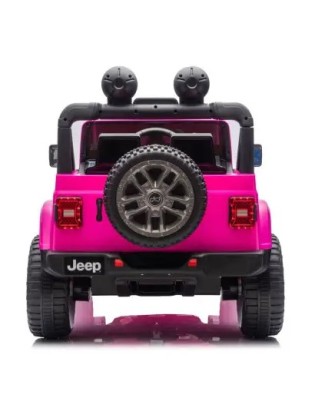Ηλεκτροκίνητο Παιδικό Αυτοκίνητο Licensed Wrangler Rubicon Διθέσιο 24v ροζ με δερμάτινα καθίσματα και ελαστικά τύπου αυτοκινήτου