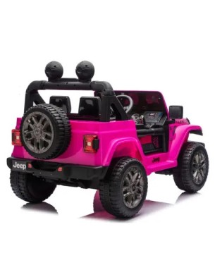 Ηλεκτροκίνητο Παιδικό Αυτοκίνητο Licensed Wrangler Rubicon Διθέσιο 24v ροζ με δερμάτινα καθίσματα και ελαστικά τύπου αυτοκινήτου