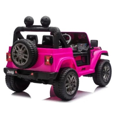 Ηλεκτροκίνητο Παιδικό Αυτοκίνητο Licensed Wrangler Rubicon Διθέσιο 24v ροζ με δερμάτινα καθίσματα και ελαστικά τύπου αυτοκινήτου